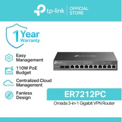 3в1 Роутер 1G POE Контроллер Свич Tp-link ER7212PC 12*1Гбит 2*SFP*1Гбит 4*POE+*802.3at  Omada Новый