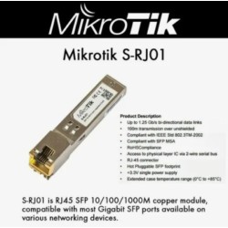 Модуль SFP 1G MikroTik S-RJ01 RJ45 100м 1шт бу Модуль SFP 1G MikroTik S-RJ01 RJ45 100м 1шт бу
