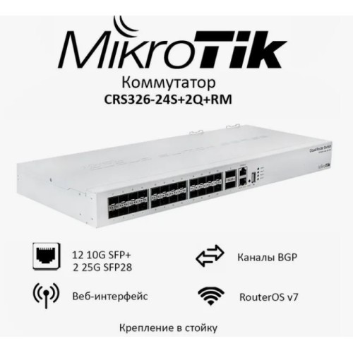 Роутер 10G SFP MikroTik CRS326-24S+2Q+RM 24xSFP+*1Гбит 2*QSFP+*40Гбит бу